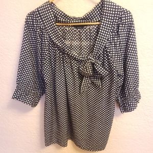 BCBG Black and White Polka Dot Blouse M